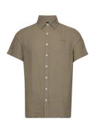 Sebago Linen Shirt Short Sleeve Khaki Green