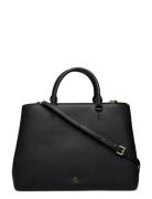 Crosshatch Leather Large Hanna Satchel Bags Top Handle Bags Black Laur...