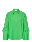 Ipana Cotton Shirt Tops Shirts Long-sleeved Green Hosbjerg