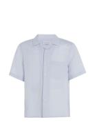 Calvin Klein Linen Cotton Cuban S/S Shirt Blå