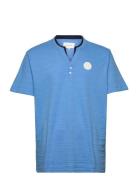 Piqué Structured Serafino Tops Polos Short-sleeved Blue Tom Tailor