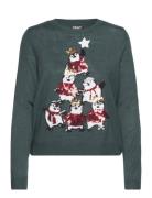Onlxmas Penguin Tree Ls O-Neck Ex Knt Tops Knitwear Jumpers Green ONLY