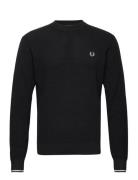 Waffle Stitch Jumper Tops Knitwear Round Necks Black Fred Perry