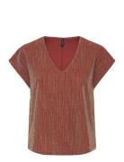 Vero Moda Vmelma S/S V-Neck Top Jrs Btq Röd