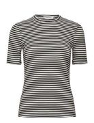 Srfenja Stripe Ss Top Tops T-shirts & Tops Short-sleeved Black Soft Re...
