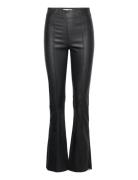 Stretch Leather Pants Bottoms Trousers Leather Leggings-Byxor Black RE...