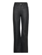 REMAIN Birger Christensen Leather Straight Pants Svart