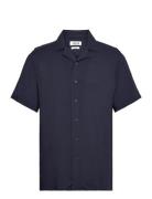 Sdfaye Tops Shirts Short-sleeved Blue Solid