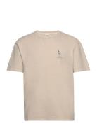 Sdismail Tops T-shirts Short-sleeved Beige Solid