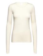 Hillevi Cashmere Top Tops T-shirts & Tops Long-sleeved White Swedish S...