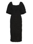 Carli Smocked Midi Dress Designers Knee-length & Midi Black Malina
