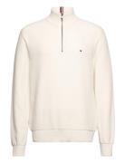 Oval Structure Zip Mock Tops Knitwear Half Zip Jumpers White Tommy Hil...