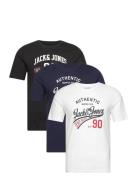 Jjethan Tee Ss Crew Neck 3Pk Mp Noos Tops T-shirts Short-sleeved Black...
