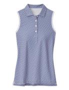 Peter Millar Banded Sport Mesh Links Print Sleeveless Button Po Blå