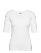 Filippa K Cotton Stretch Scoop Neck Top Vit