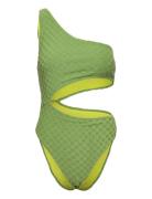 Terry Asym Cut Out 1 Pc Sport Swimsuits Green Speedo