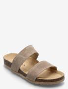 Biabetricia Twin Strap Sandal Platta Sandaler Beige Bianco