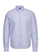 Jamie Cotton/Linen Striped Shirt Tops Shirts Casual Blue Clean Cut Cop...