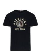 Monotype Arch Tee S/S Tops T-shirts Short-sleeved Black Tommy Hilfiger