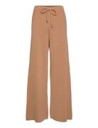 Luna Knitted Trousers Bottoms Trousers Flared Beige Mother Of Pearl