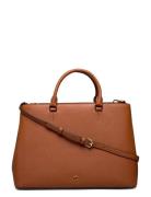 Crosshatch Leather Large Hanna Satchel Bags Top Handle Bags Brown Laur...