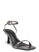 Mango Metallic Straps Sandals Silver