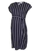 Mlmisty Cap Stripe Wo Abk Dress Knälång Klänning Navy Mamalicious