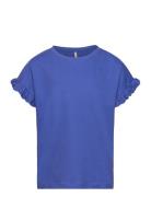 Kogiris S/S Emb Top Jrs Tops T-shirts Short-sleeved Blue Kids Only