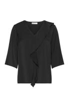 Cadenzaiw Blouse Tops Blouses Short-sleeved Black InWear