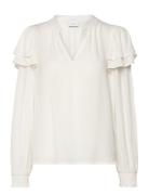 Vila Vitheo L/S Flounce Top Vit