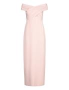 Crepe Off-The-Shoulder Gown Maxiklänning Festklänning Pink Lauren Ralp...