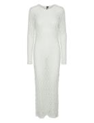 Pcnaya Ls O-Neck Lace Maxi Dress D2D Jit Knälång Klänning White Pieces