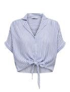 Onlpaula Life S/S Tie Shirt Wvn Noos Tops Blouses Short-sleeved Blue O...