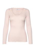 Rosemunde Rwbabette Ls U-Neck Lace T-Shirt Rosa