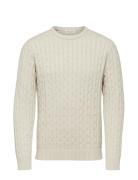 Slhryan Structure Crew Neck W Tops Knitwear Round Necks Beige Selected...