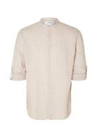 Slhregkylian-Linen Shirt Ls Band Tops Shirts Casual Beige Selected Hom...