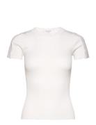 Silk T-Shirt W/ Lace Tops T-shirts & Tops Short-sleeved White Rosemund...