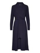 Long-Sleeve Georgette Midi Dress Designers Knee-length & Midi Navy Lau...