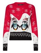 Vero Moda Vmpenguinlove Ls O-Neck Pullover Xmas Röd