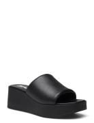 Biasavannah Flatform Slide Smooth Leather Sandal Med Klack Black Bianc...