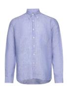 Reg Fit Bd Signature Linen Designers Shirts Casual Blue Oscar Jacobson