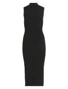 Vistylie High-Neck S/L Rib Knit Dress Maxiklänning Festklänning Black ...