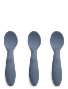 Ella Silic Spoon 3-Pack Home Meal Time Cutlery Blue Nuuroo