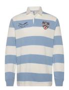 Classic Fit Striped Jersey Rugby Shirt Tops Polos Long-sleeved White P...