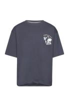 Printed Message T-Shirt Tops T-shirts Short-sleeved Navy Mango