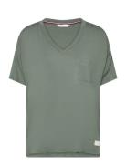 Ss Tee V Neck Top Green Tommy Hilfiger