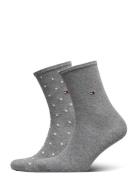 Th Women Sock Dot 2P Underwear Socks Regular Socks Grey Tommy Hilfiger