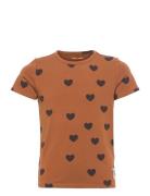 Mini Rodini Basic Hearts Ss Tee Tencel™ Brun