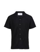 Slhloose-Plisse Resort Ss Shirt Ex Tops Shirts Short-sleeved Black Sel...