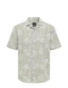 ONLY & SONS Onscaiden Ss Reg Hawaii Aop Linen Noos Beige